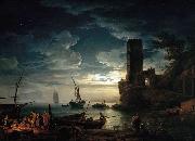 Claude Joseph Vernet Mediterranean Coast Scene with Fishermen and Boats painting